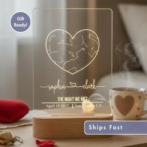 Custom Couples Star Map Night Light | Romantic Date & Location Gift for Her